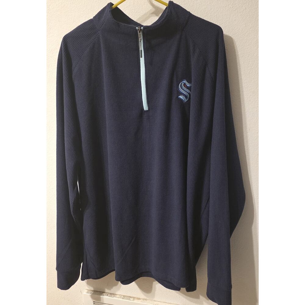 NHL Seattle Kraken Offiially Licensed Blue 1/4 Zip Pullover 2XL NWT Logo